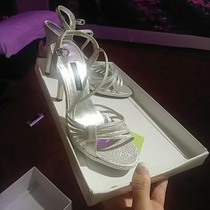 Silver high heels